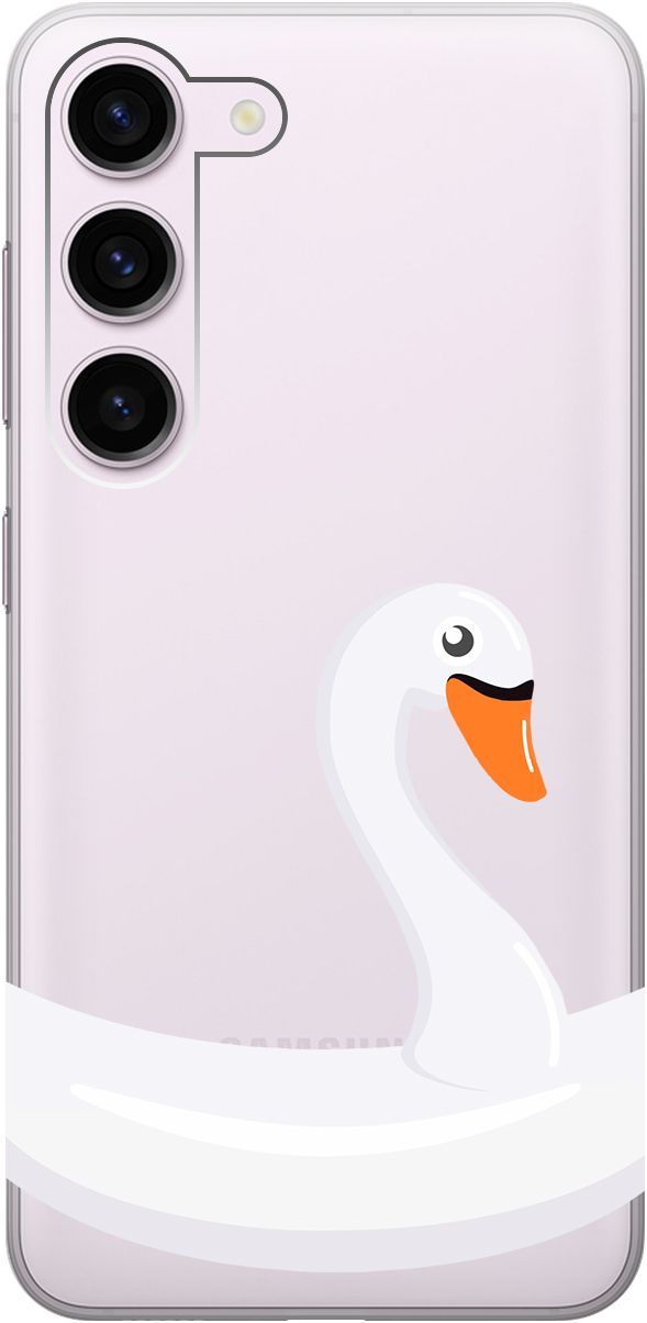 

Чехол на Samsung Galaxy S23 с 3D принтом "Swan Swim Ring" прозрачный, Прозрачный;белый, 158304