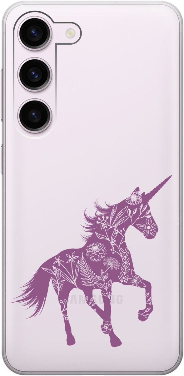 

Чехол для Samsung Galaxy S23 с 3D принтом "Floral Unicorn" прозрачный, Прозрачный;фиолетовый, 158304