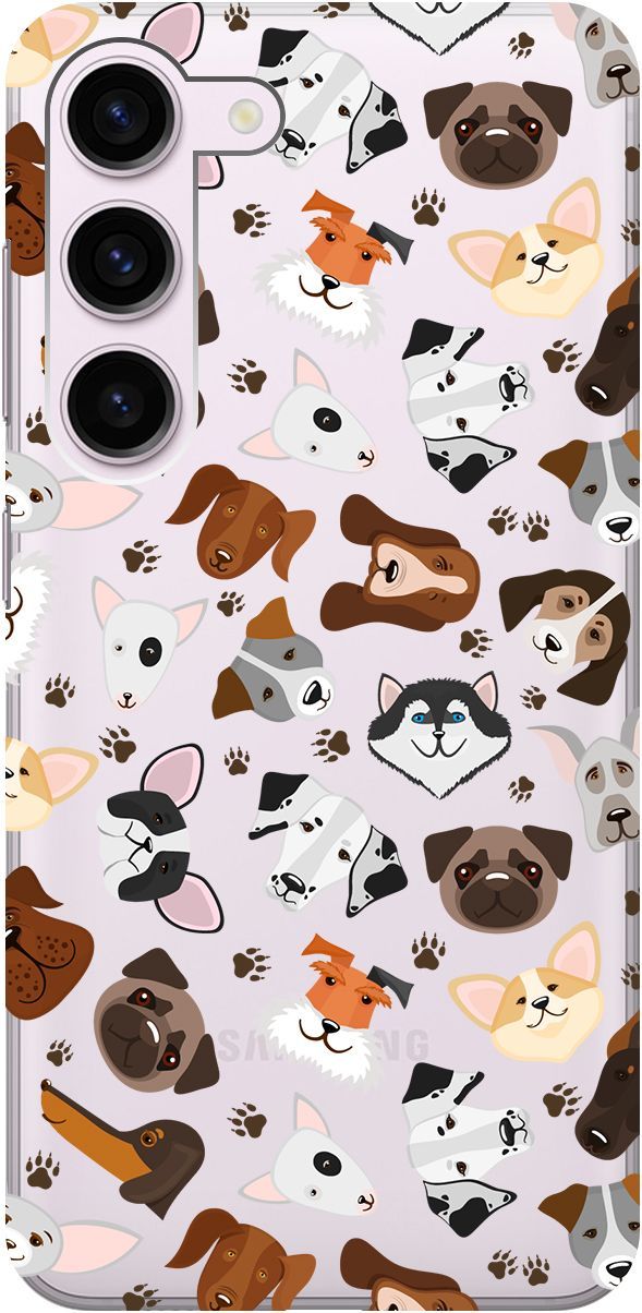 

Чехол на Samsung Galaxy S23 с 3D принтом "Dogs Pattern" прозрачный, Прозрачный;коричневый, 158304
