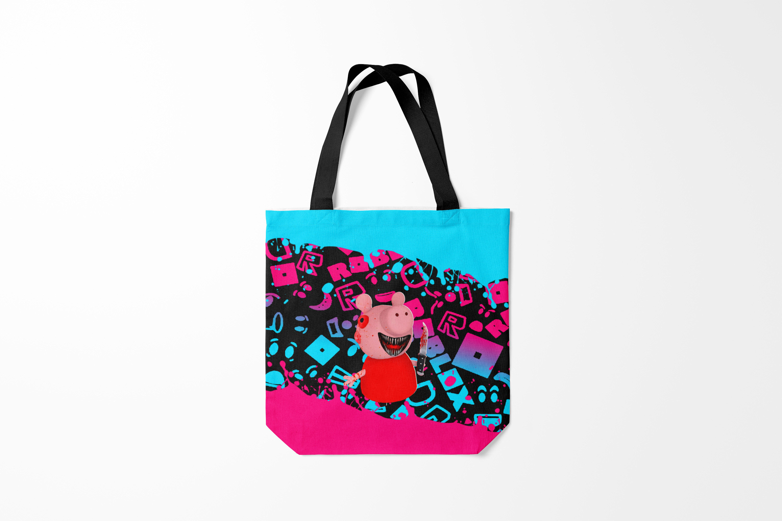 

Сумка шoппер унисекс Burnettie Roblox piggy/Свинка Пигги, голубой; розовый, Roblox piggy/Свинка Пигги