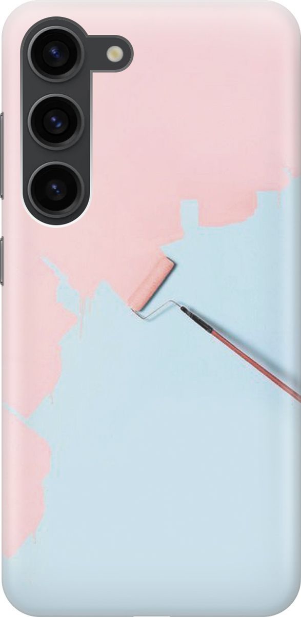 

Чехол на Samsung Galaxy S23 "Голубая стена, розовая краска", Голубой;розовый, 158298