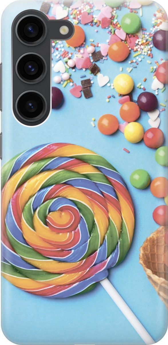 

Чехол на Samsung Galaxy S23 "Разноцветный леденец", Голубой;желтый, 158288
