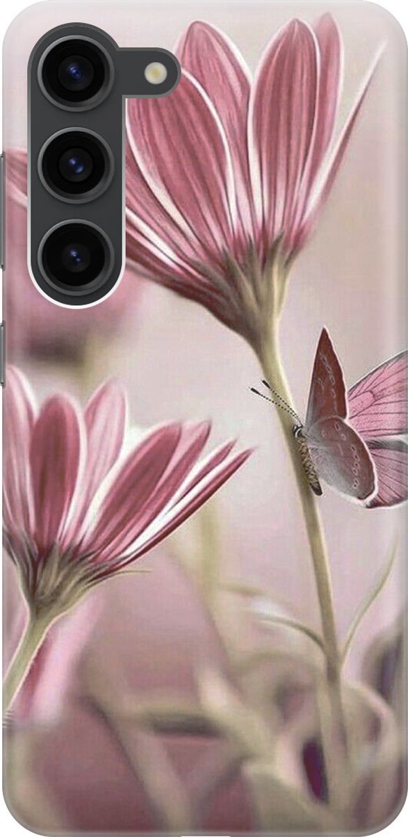 

Чехол на Samsung Galaxy S23 "Бабочка на розовом цветке", Бежевый;розовый, 158297