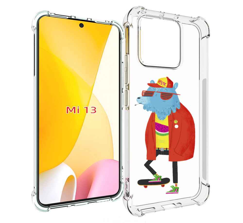 

Чехол MyPads медведь на скейте для Xiaomi 13, Прозрачный, Tocco