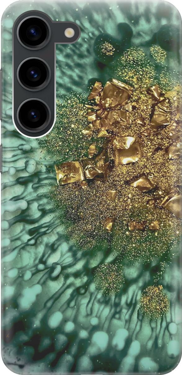 

Чехол на Samsung Galaxy S23 "Золото и изумрудные краски", Зеленый;золотистый, 158286