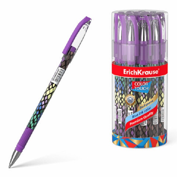 

Ручка шариковая ErichKrause ColorTouch Purple python, синяя, 50743
