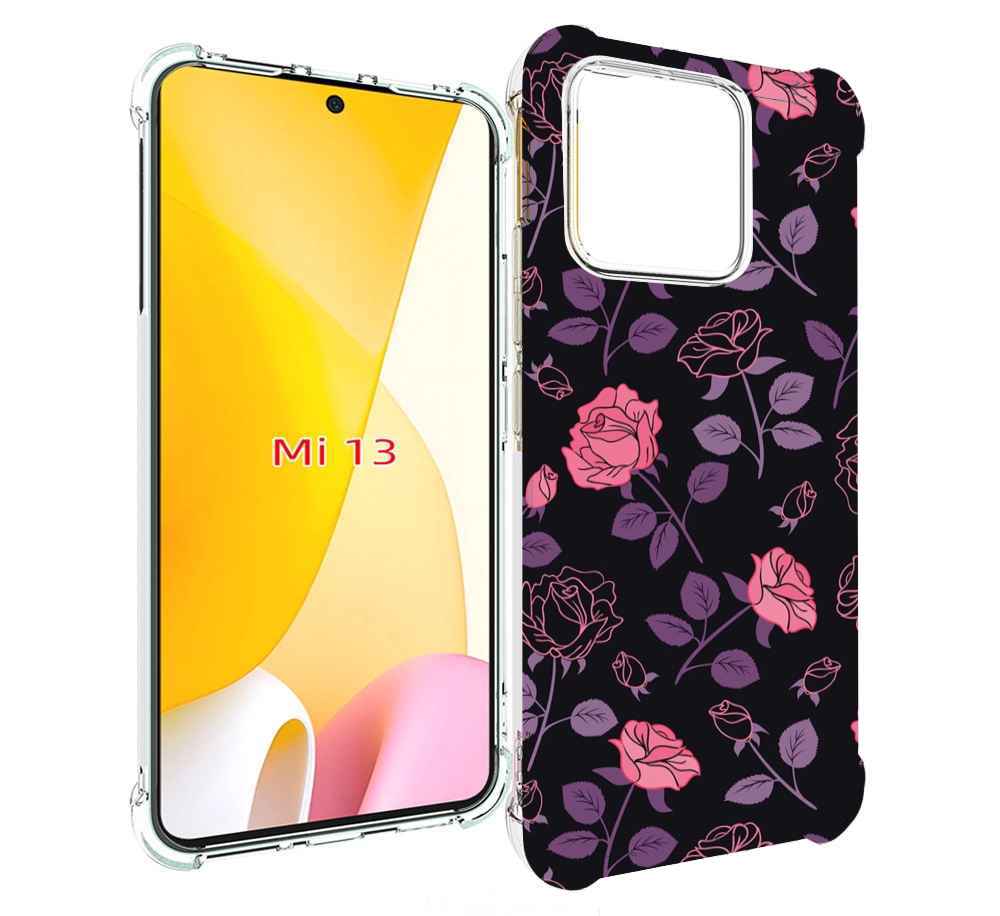 

Чехол MyPads маленькие розочки на черном фоне женский для Xiaomi 13, Прозрачный, Tocco