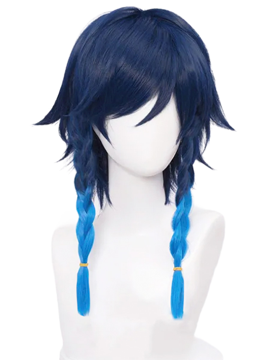 Карнавальный парик детский Геншин Импакт Венти Genshin Impact 40 см размер 45 карнавальный парик длинные прямые волосы голубой 120 г