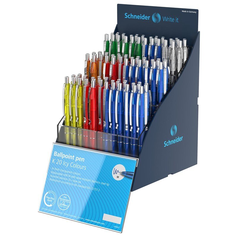 

Ручки шариковые автоматические Schneider K20 Icy Colours, 100 шт., синие, 304262