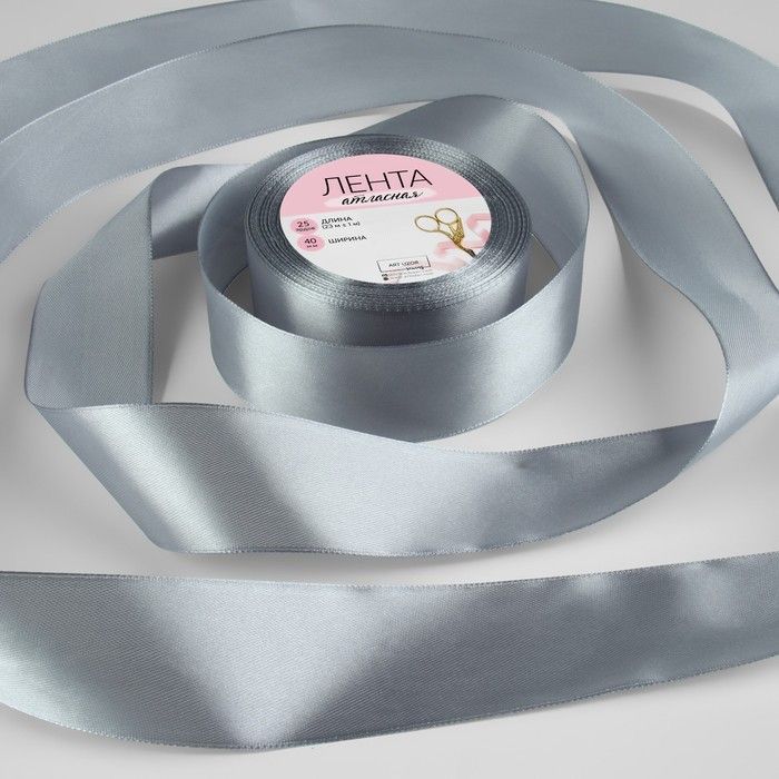 

Лента атласная Арт Узор 40 ммx23 ± 1 м, цвет пепельный №59, 2 штуки, Серый