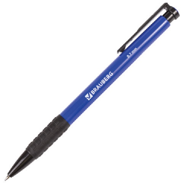 

Ручка шариковая автоматическая с грипом Brauberg Explorer, синяя, узел 0,7 мм, 140593