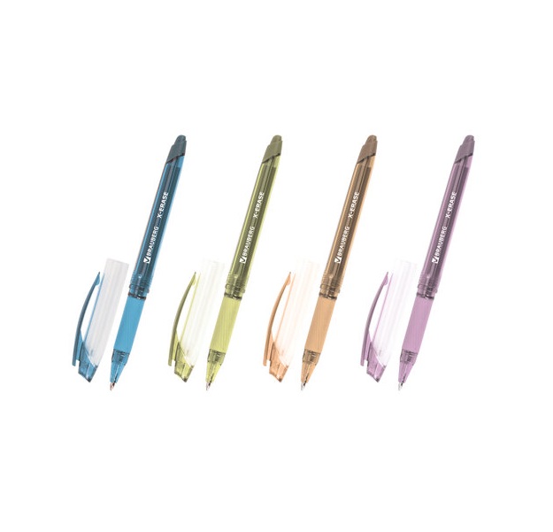 Ручка стираемая гелевая с грипом Brauberg X-ERASE Pastel синяя, узел 0,7 мм, линия 0,35 мм