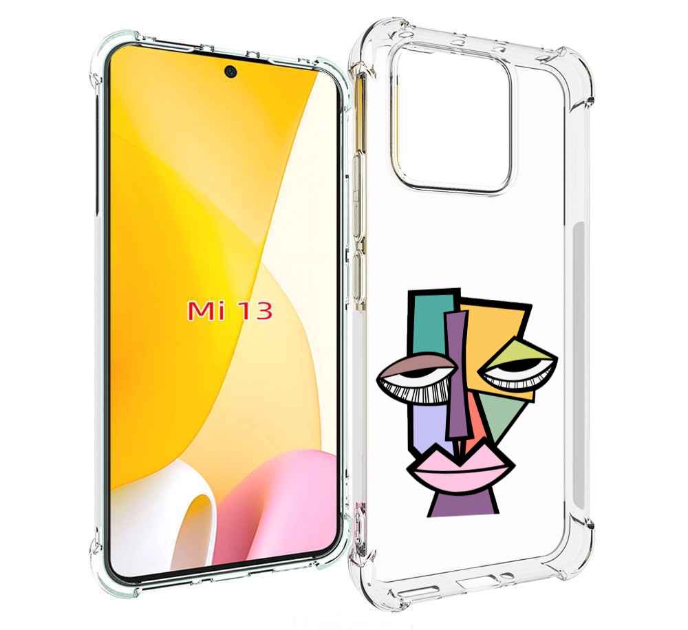 

Чехол MyPads лицо из квадратиков с глазами женский для Xiaomi 13, Прозрачный, Tocco
