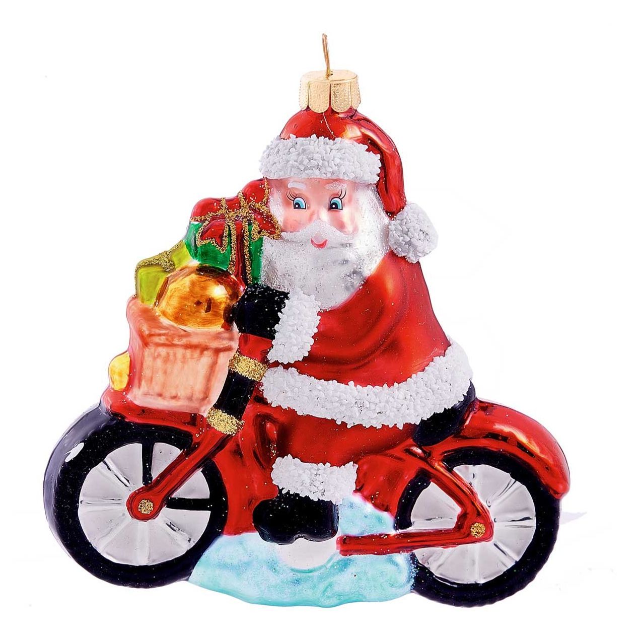 Елочная игрушка Holiday Classics Дед Мороз на мотоцикле 2 х 4 х 11,5 см