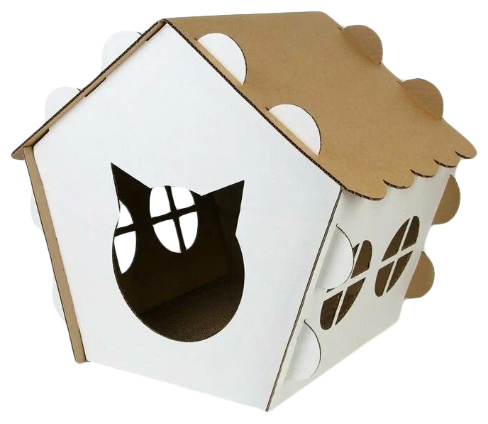 Домик для кошек Пушистое счастье, с когтеточкой, 45х41х45,5 см