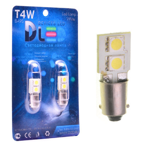 Светодиодная автомобильная лампа T4W - 2 SMD 5050 (Комплект 2 лампы.)