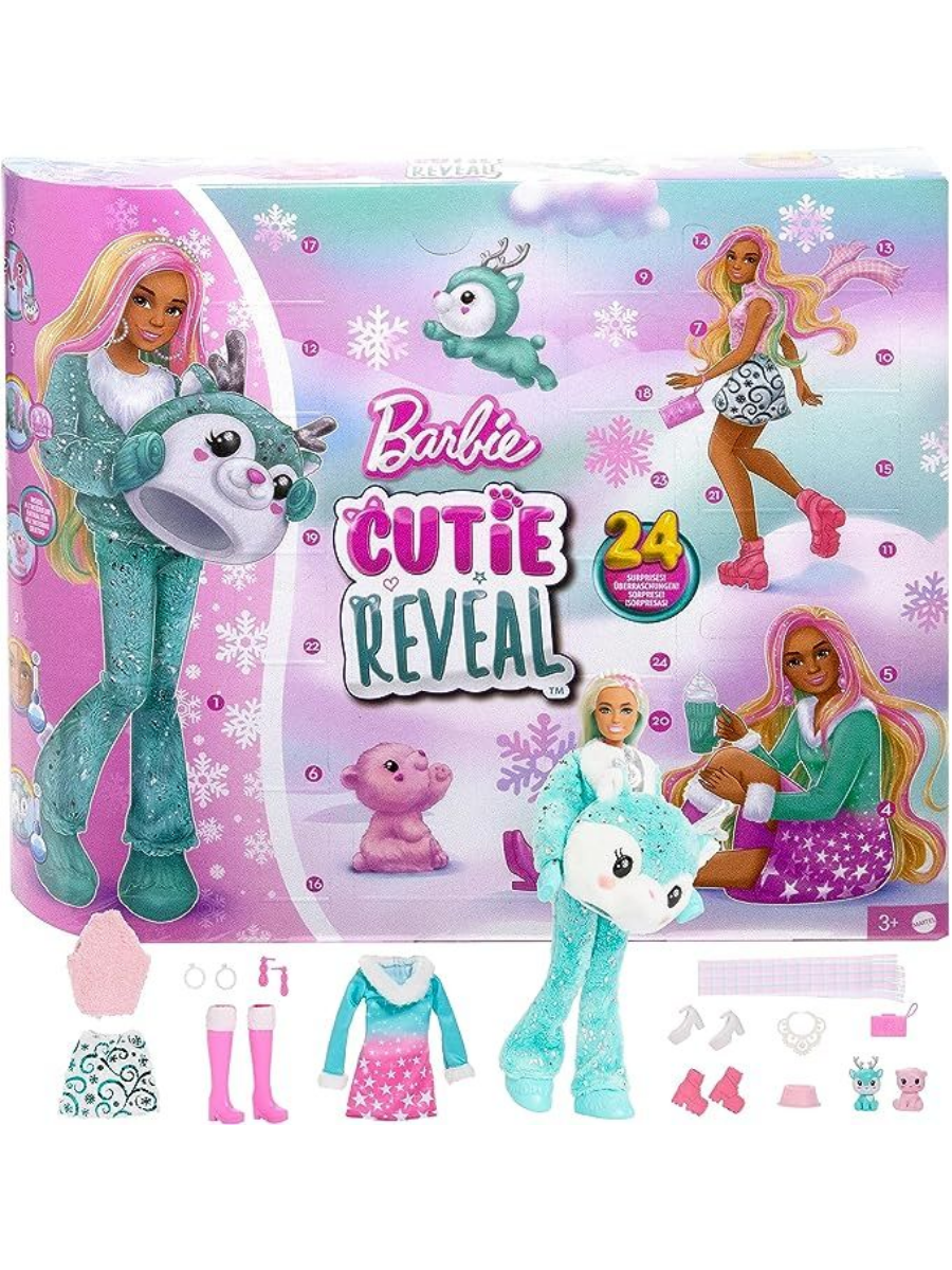 Адвент календарь Barbie Cutie Reveal, 24 предм кукла barbie cutie reveal милашка проявляшка тигр hkp99