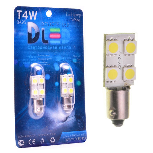 фото Светодиодная автомобильная лампа t4w - 4 smd 5050 (комплект 2 лампы.) dled