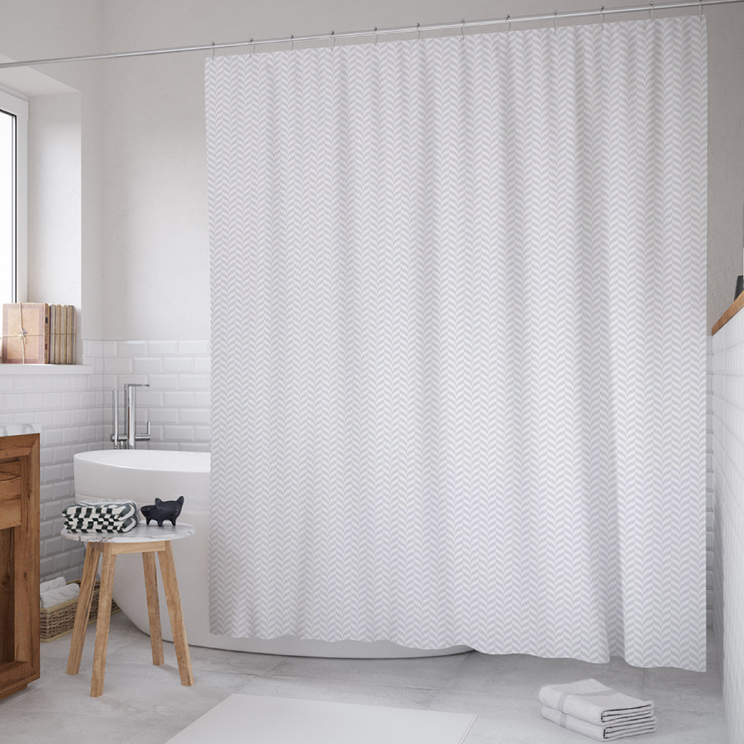 

Штора для ванной JoyArty "Мелкие зигзаги моно" из сатена, 180х200 см с крючками, Серый, Мелкие зигзаги моно