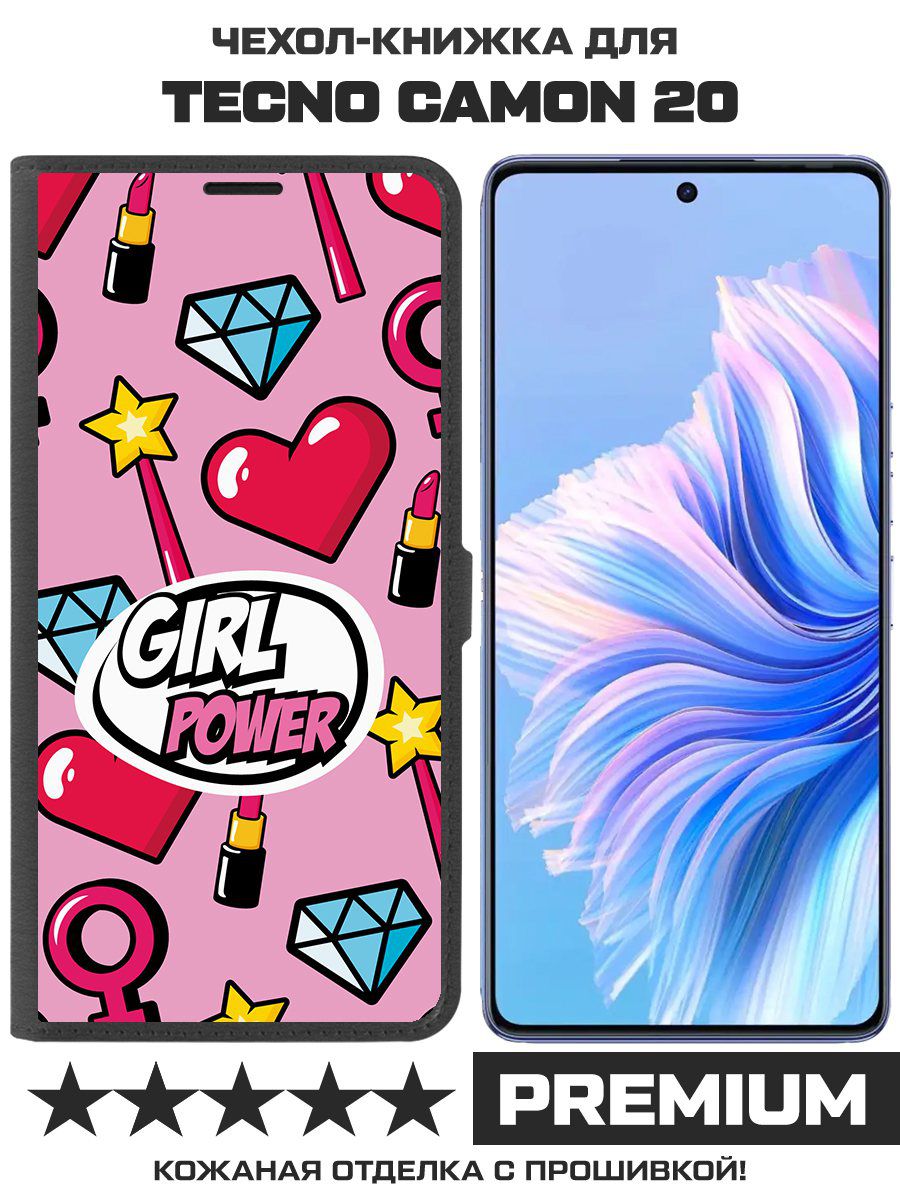 

Чехол-книжка Krutoff Eco Book для TECNO Camon 20 Girl Power (черный)