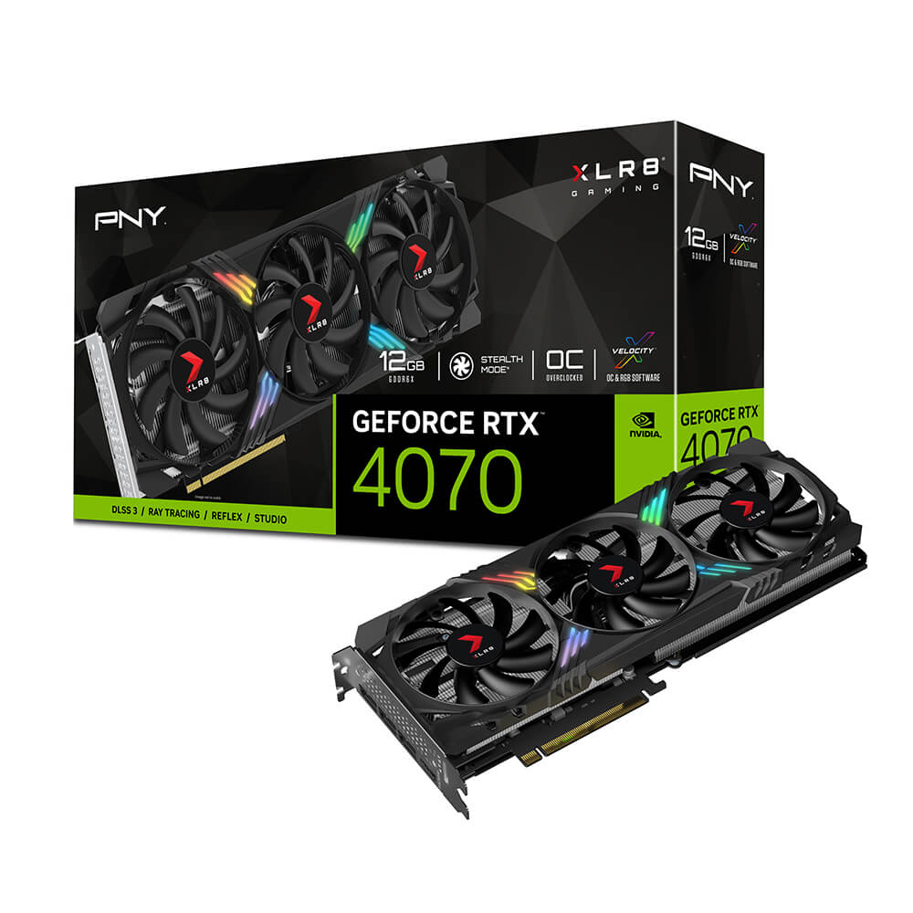 Видеокарта PNY RTX4070 12GB XLR8 Gaming VERTO EPIC-X RGB Overclocked 3FAN DLS GDDR6X 192-b