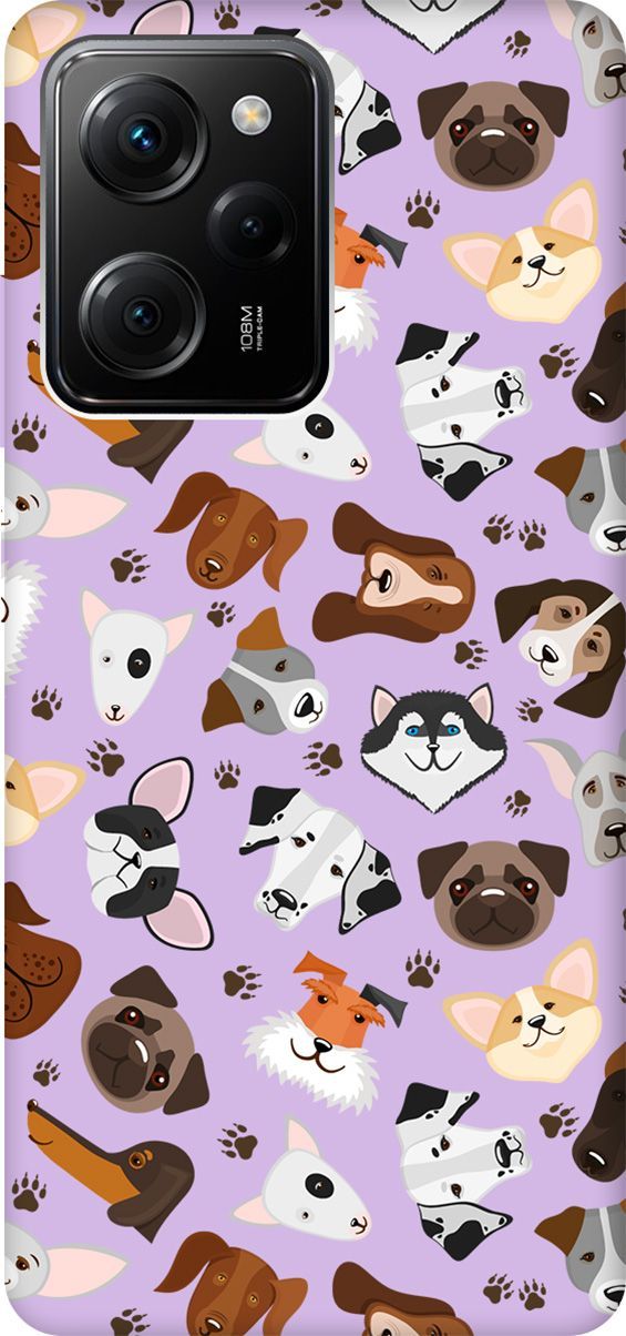 

Чехол на Poco X5 Pro 5G "Dogs Pattern" сиреневый, Фиолетовый;коричневый, 158284