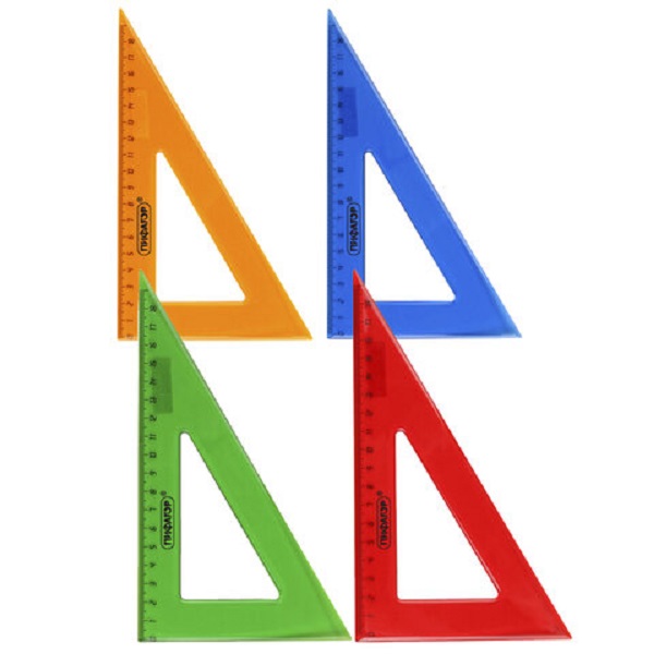 фото Треугольник пластиковый 30х18 см, пифагор, непрозрачный, ассорти, 210794