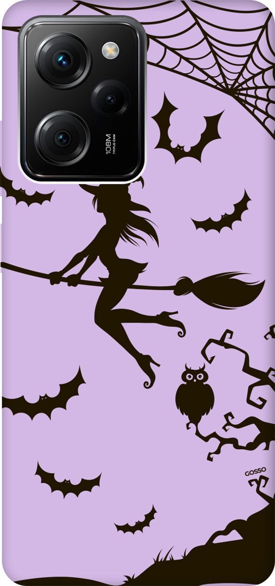 

Чехол на Poco X5 Pro 5G "Witch on a Broomstick" сиреневый, Фиолетовый;черный, 158283