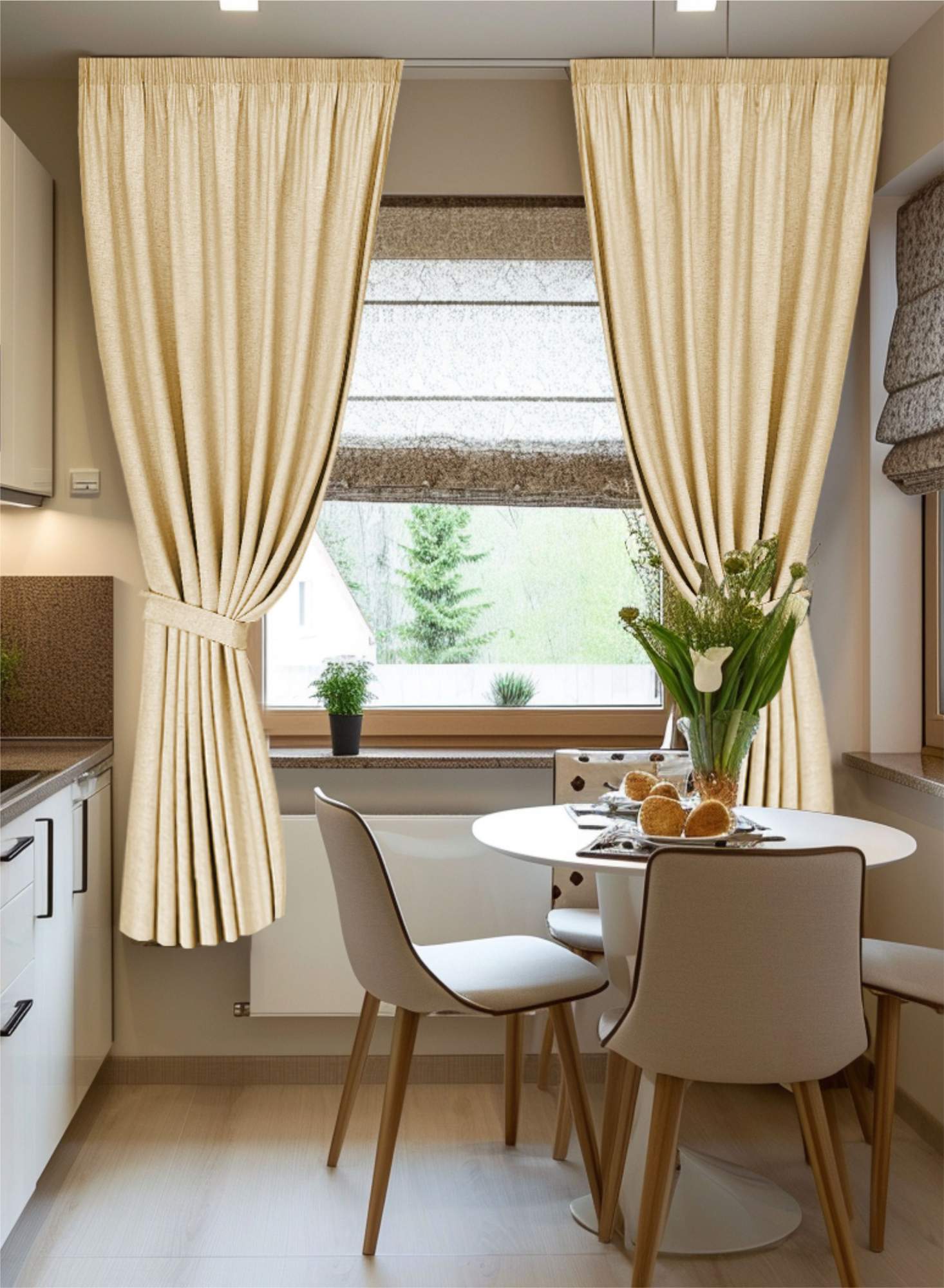 

Шторы ВсеТканиТут короткие имитация льна 2 шт-1,4х1,8 м, короткие имитация