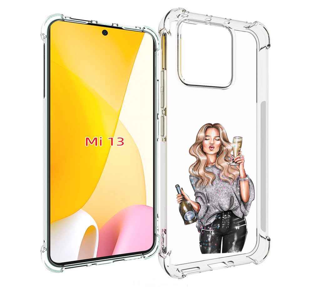 

Чехол MyPads красивая-любительница-шампанского женский для Xiaomi 13, Прозрачный, Tocco