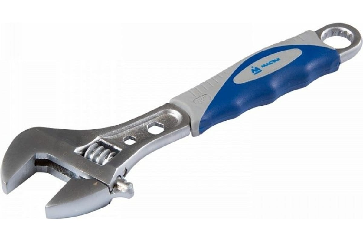 МАСТАК Ключ разводной 200 мм, эргономичная ручка, держатель угломер разводной алюминиевая ручка фиксация угла topex 30c345