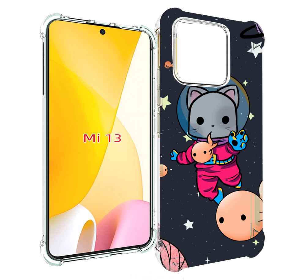 

Чехол MyPads котик-с-рыбкой-в-космосе для Xiaomi 13, Прозрачный, Tocco