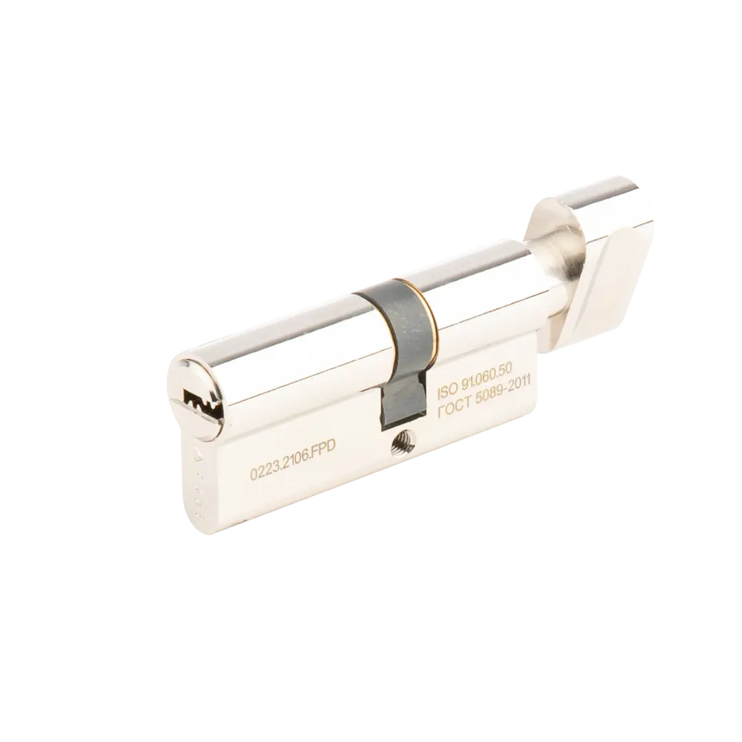 Цилиндр Apecs Pro, 40х30 мм, ключ/вертушка, цвет никель