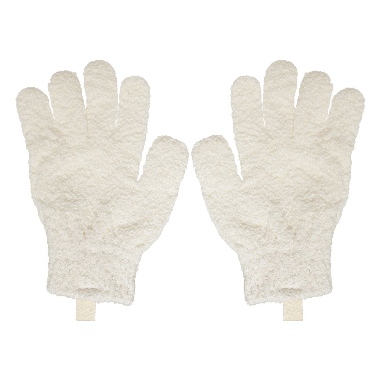 Перчатка для мытья тела Kuchenland отшелушивающая, полиэстер, молочная, 21 см, 2 шт мочалка губка для мытья тела 5х10 см отшелушивающая люфа eco life