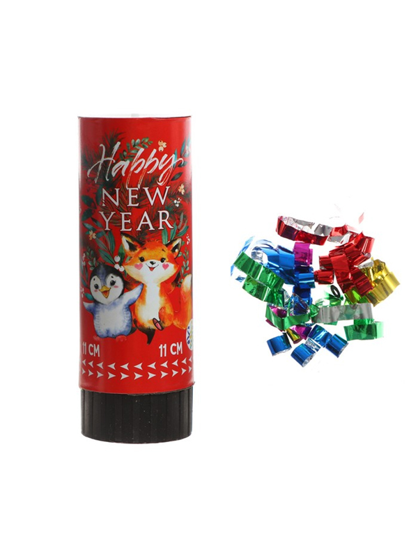 

Хлопушка пружинная поворотная "Happy new year" 11см. (Цв: Разноцветный )
