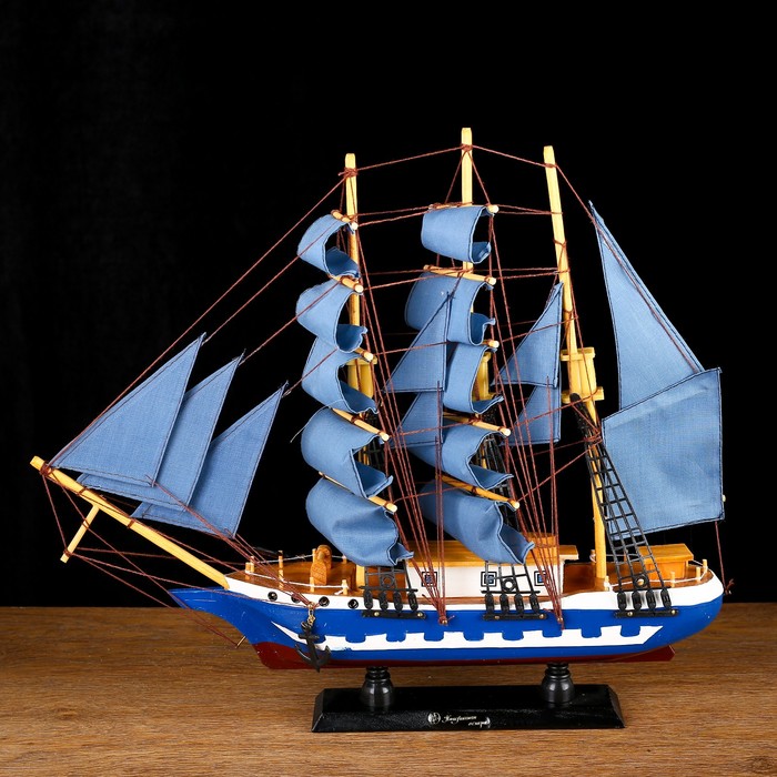

Корабль сувенирный средний «Всадник», паруса синие, микс, 43х8,5х39 см