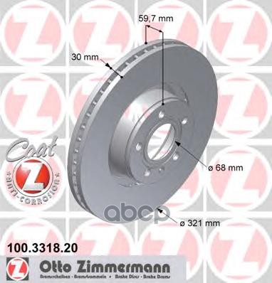 

Тормозной диск ZIMMERMANN комплект 1 шт. 100331820