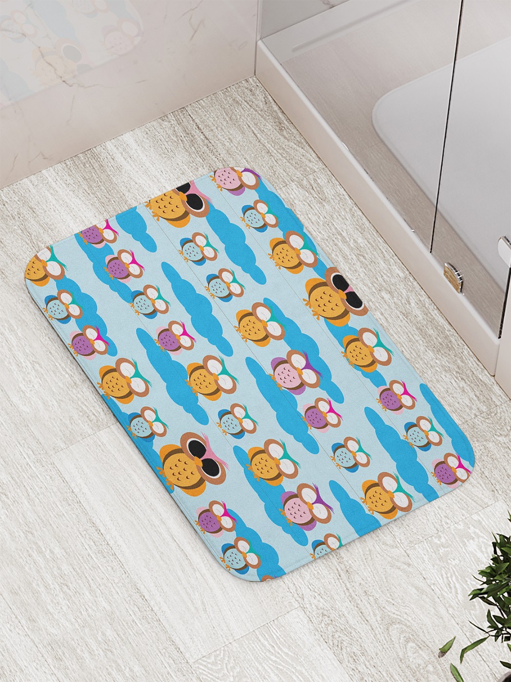 

Коврик противоскользящий JoyArty "Подозрительные совы" для ванной 77х52 см