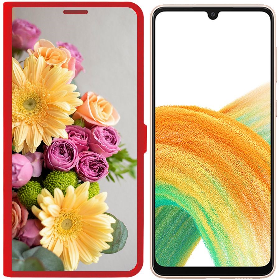 

Чехол-книжка Eco Book для Samsung Galaxy A33 5G (A336) Букет, Красный
