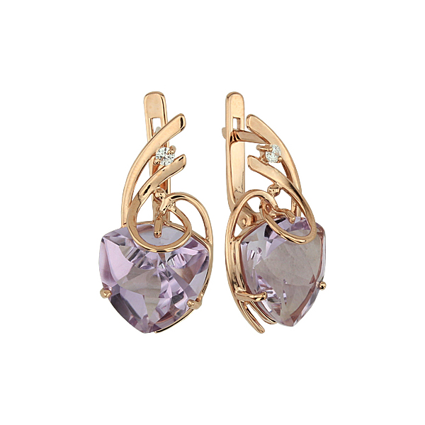 

Серьги из красного золота ALORIS Серьги 1055А, аметист, Серьги 1055А