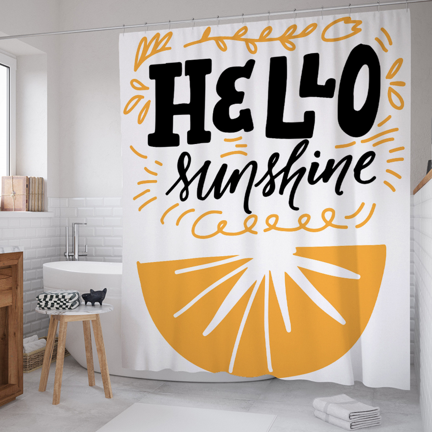 

Штора для ванной JoyArty "Утреннее обращение" из сатена, 180х200 см с крючками, Белый, Утреннее обращение