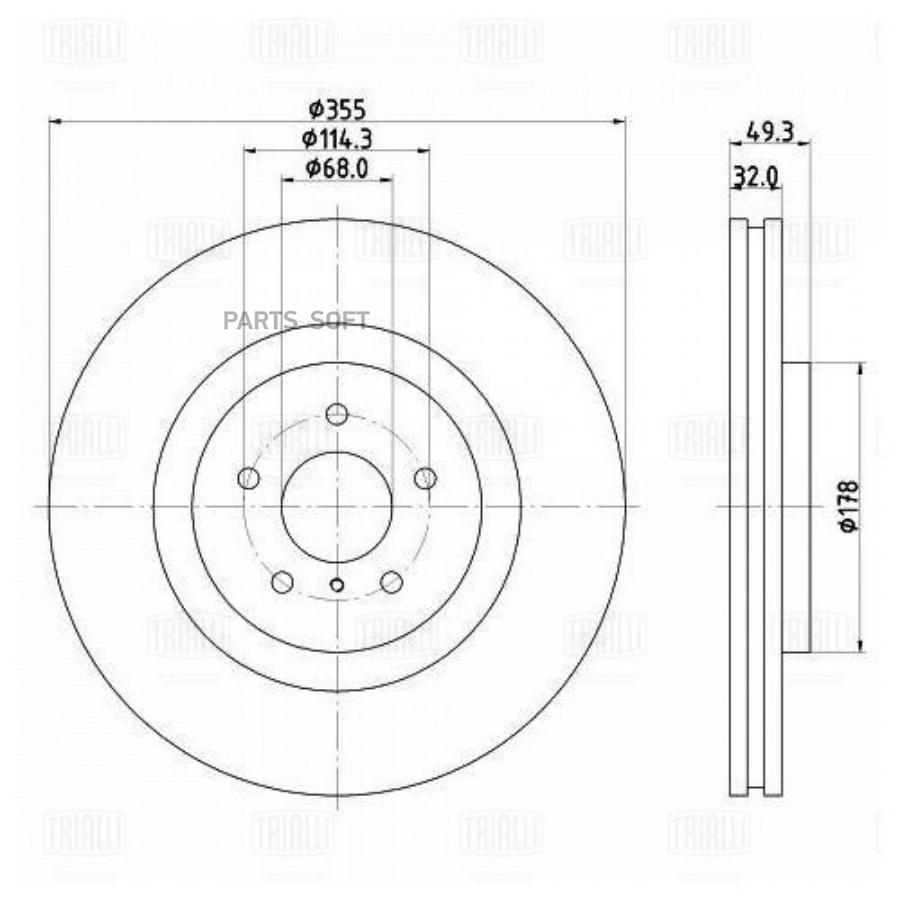 

TRIALLI DF140220 Диск торм. для а/м Infinity FX (08-)/G (07-)/Q50/Q70/QX70 (13-) перед. d=