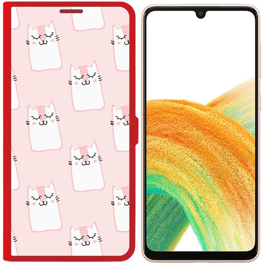 

Чехол-книжка Eco Book для Samsung Galaxy A33 5G (A336) Котики паттерн, Красный