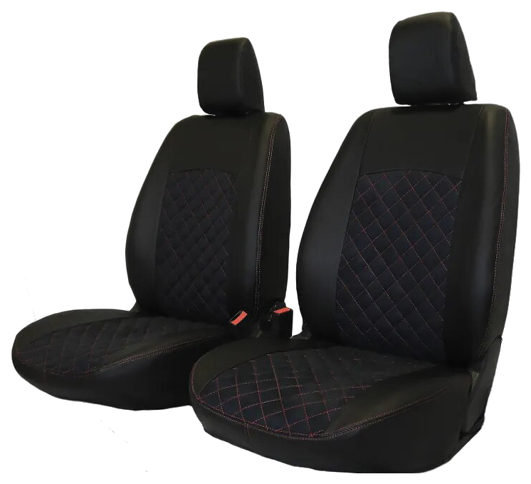 

TREND ФФ2-ЭЧАЧ(С)-С/КР Чехлы Ford Focus II 04-11 экокожа/алькантара стеганые красная стро, Черный