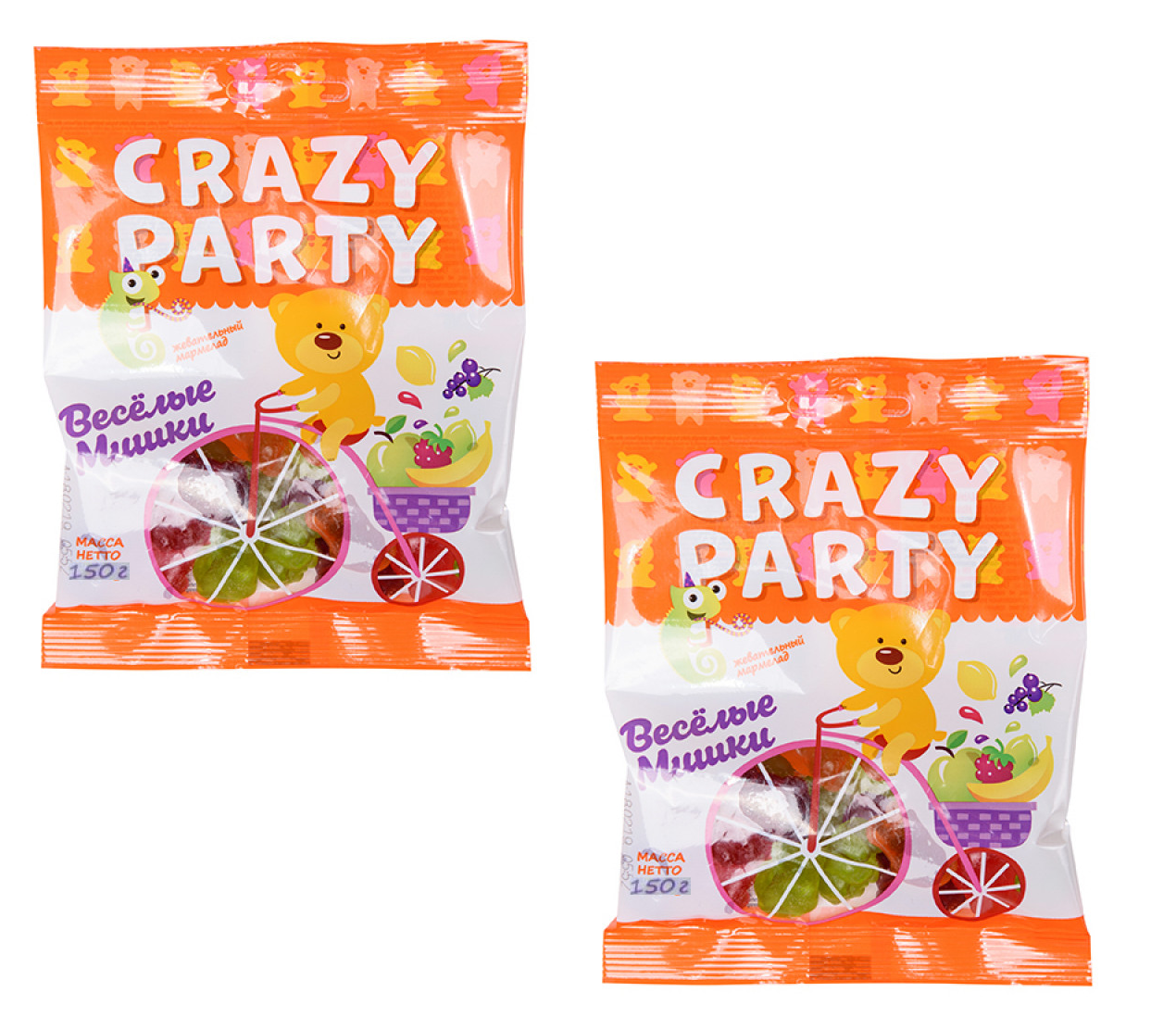 Мармелад Азовская КФ Crazy Party Фигурный Весёлые мишки, 150 г х 2 шт