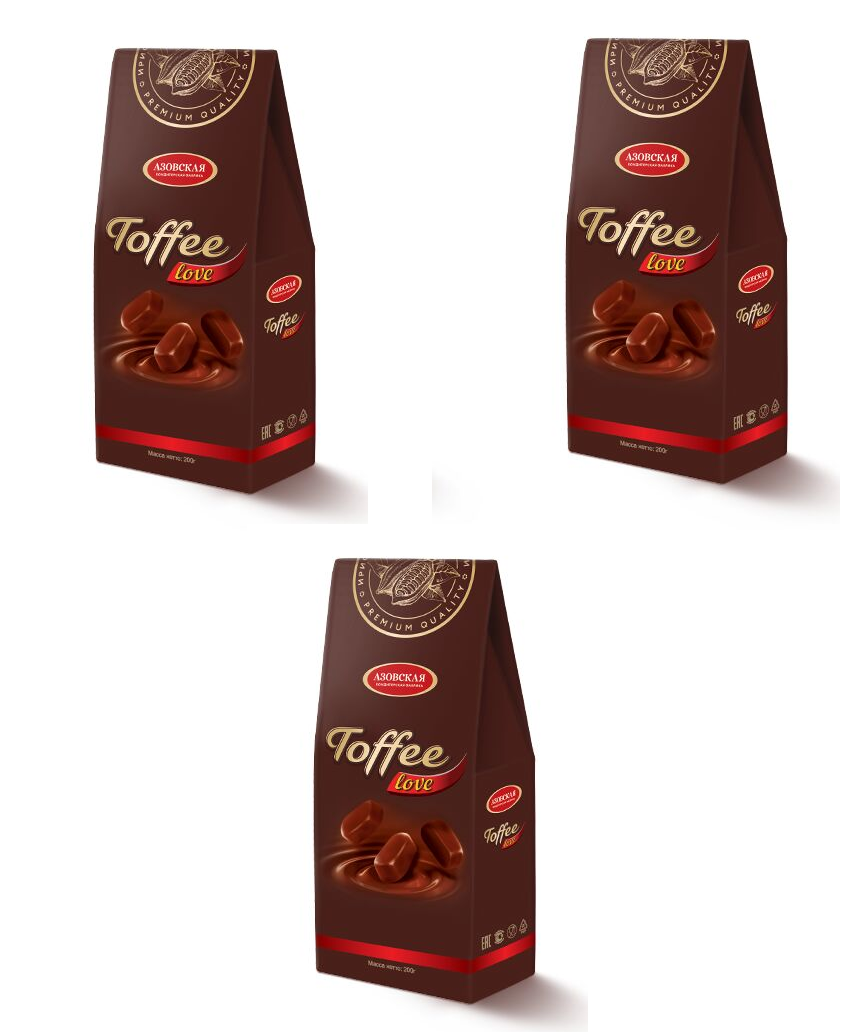 

Конфеты Азовская КФ глазированные шоколадные Toffee love, 200 г х 3 шт