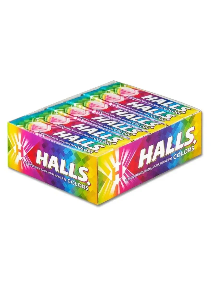 

Леденцы Halls Colors Ассорти, 12 шт по 25 г