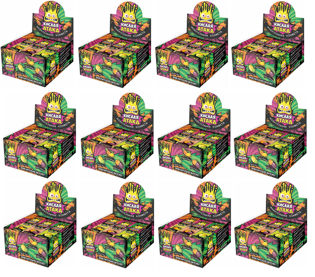 

Жевательная конфета Сладкая Сказка, Кислая атака, ассорти, 11 г, 48 шт х 12 упаковок