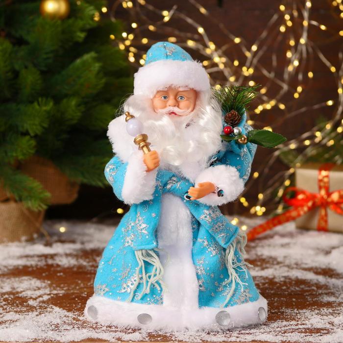 фото Новогодняя фигурка зимнее волшебство дед мороз с подарками с подсветкой р00012810 1 шт.