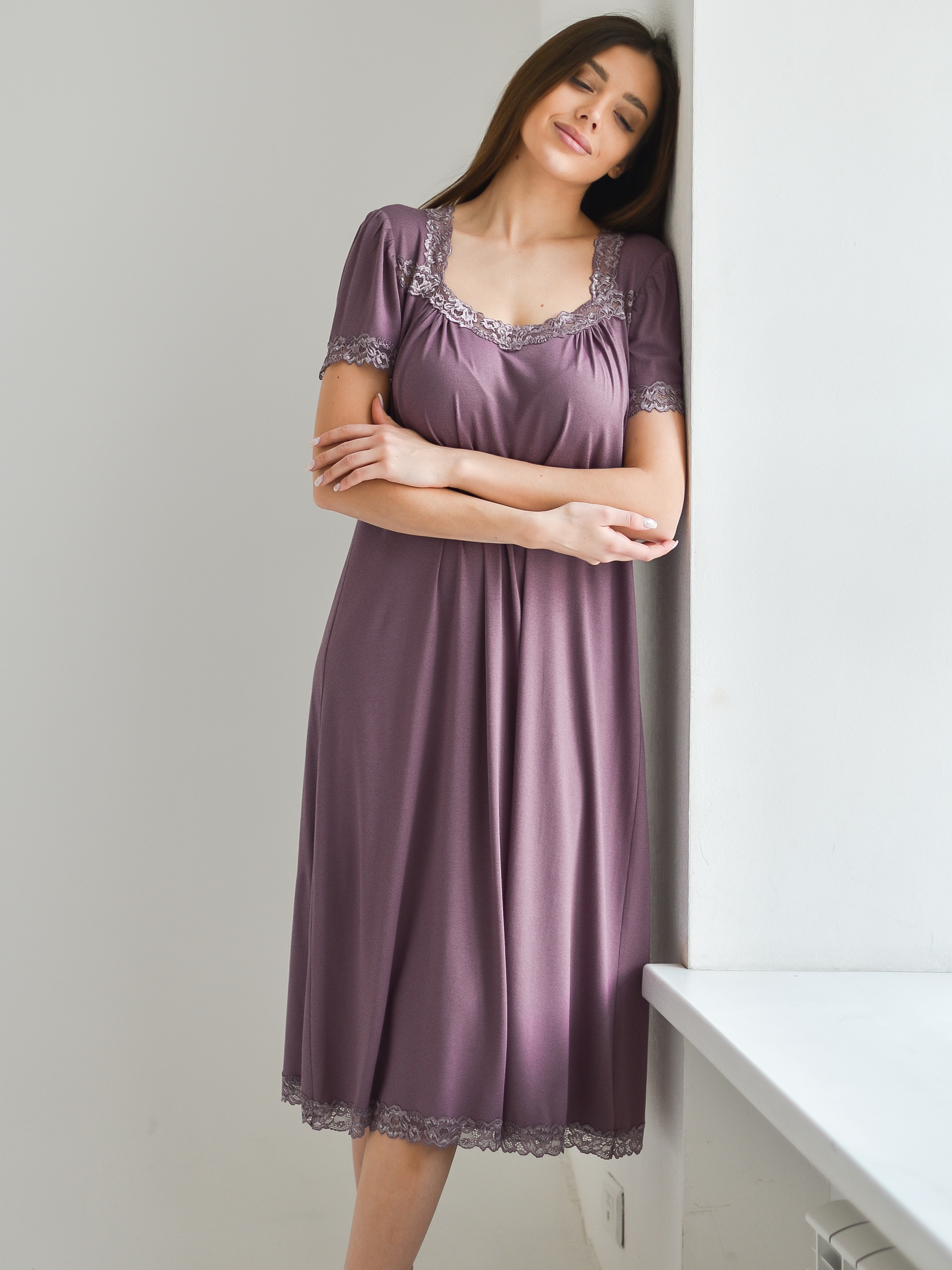 Ночная сорочка женская Batistcorp Ivanovo Анастасия фиолетовая 64 RU